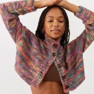 BDG Urban Outfitters McKinley Space Dye Chunky Crop Cardigan Sweater S